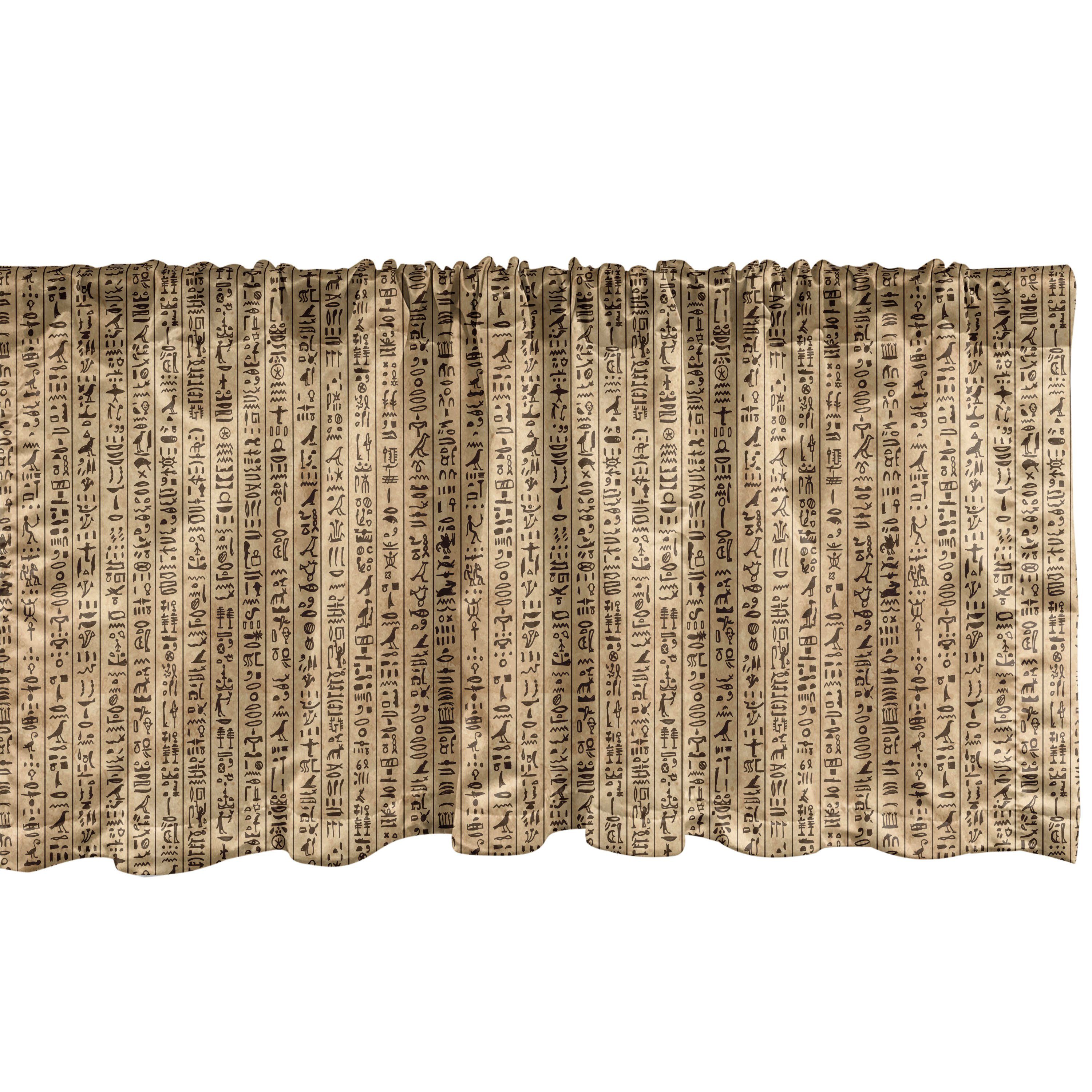 Scheibengardine Vorhang Volant für Küche Schlafzimmer Dekor mit Stangentasche, Abakuhaus, Microfaser, ägyptisch Ancinet Hieroglyphs