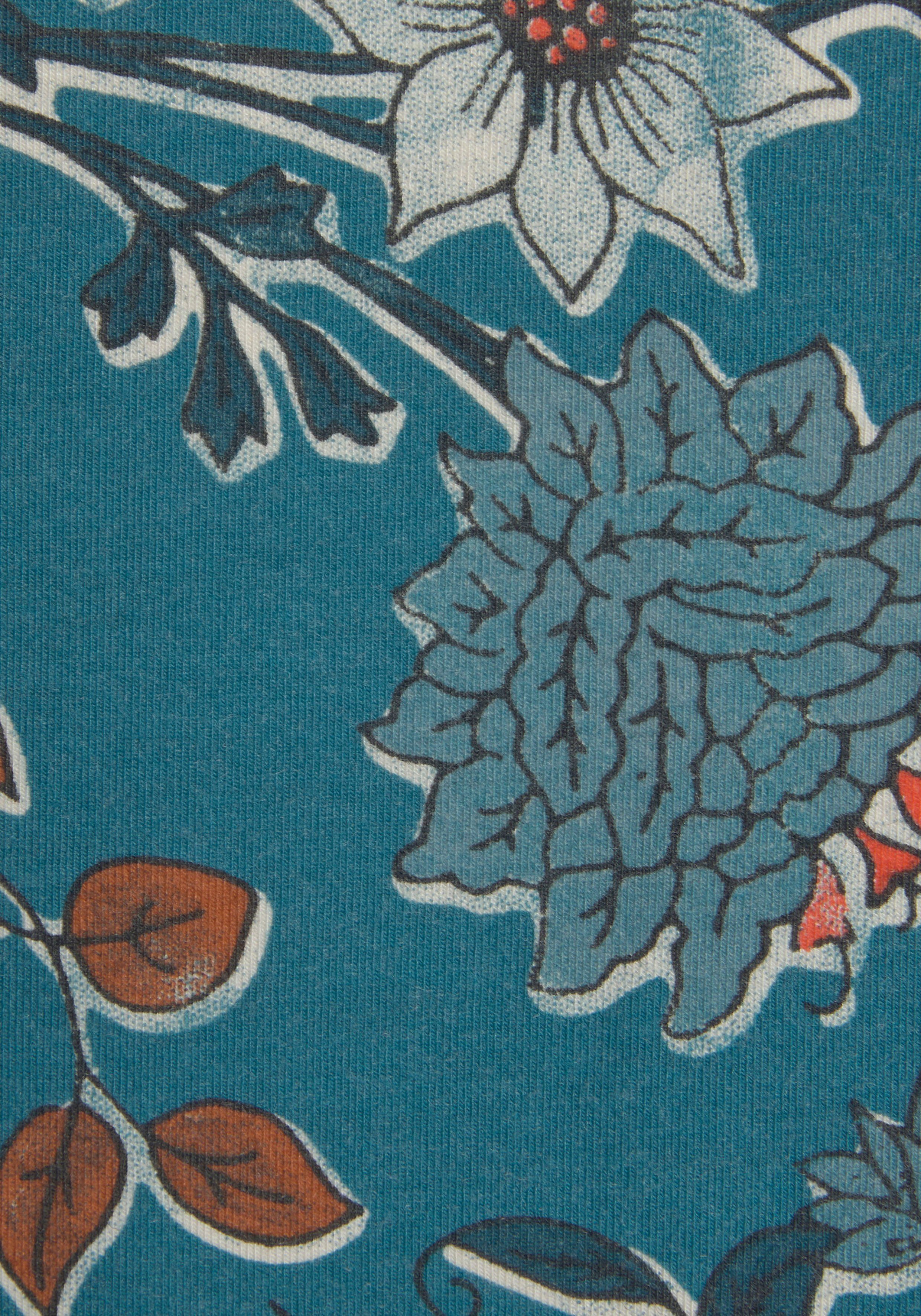 Nachthemd im rauchblau-ecru Allover-Druck LASCANA Blumen
