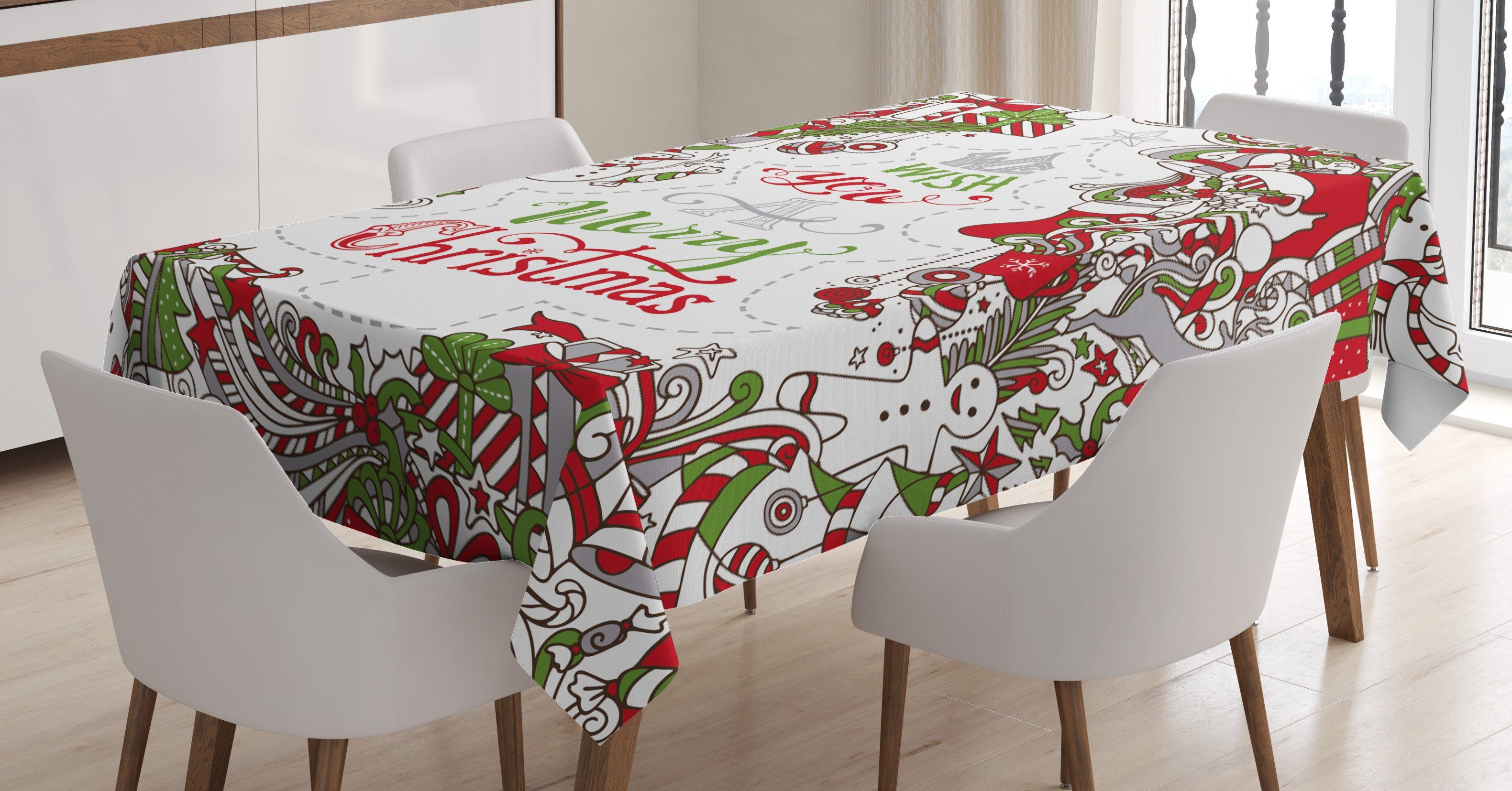 Abakuhaus Waschbar den Für Tischdecke Bereich Außen Farbfest Klare Weihnachten Farben, geeignet Sankt-Schneemann-Wünsche