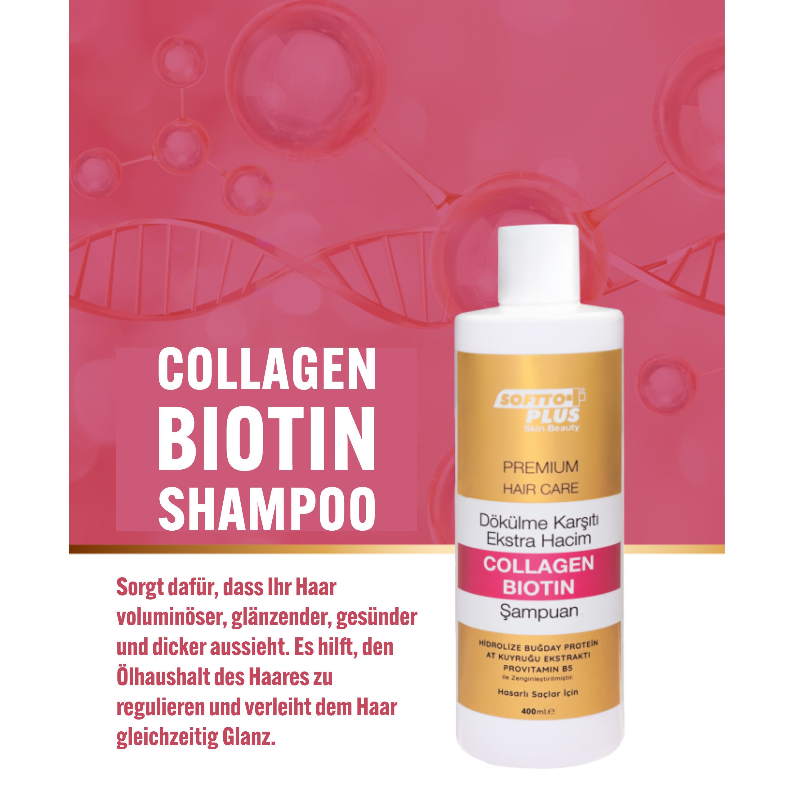 Softto Plus Haarshampoo Kollagen Biotin Shampoo – Volumen & Kraft für gesundes, volles Haar
