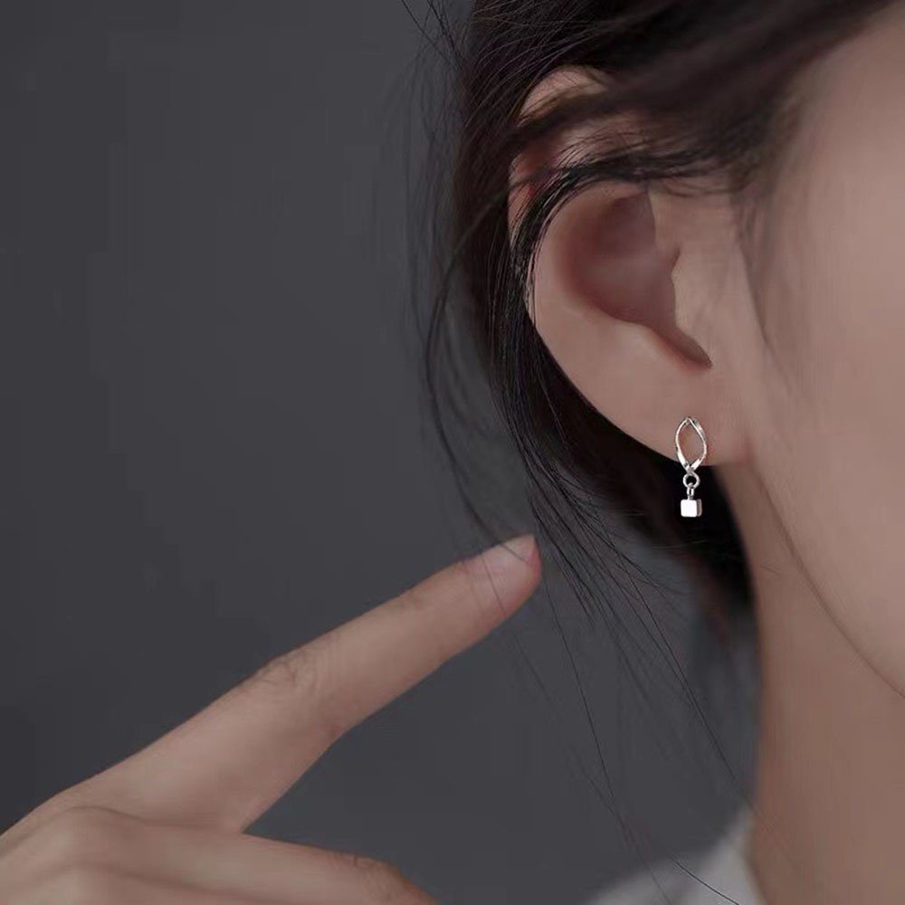 (2-tlg., Retro-Ohrringe), POCHUMIDUU Dame Ohrringe quadratischer ein Mode Sterlingsilber Quaste s925 Für eine Paar Ohrhänger Mädchen oder mit