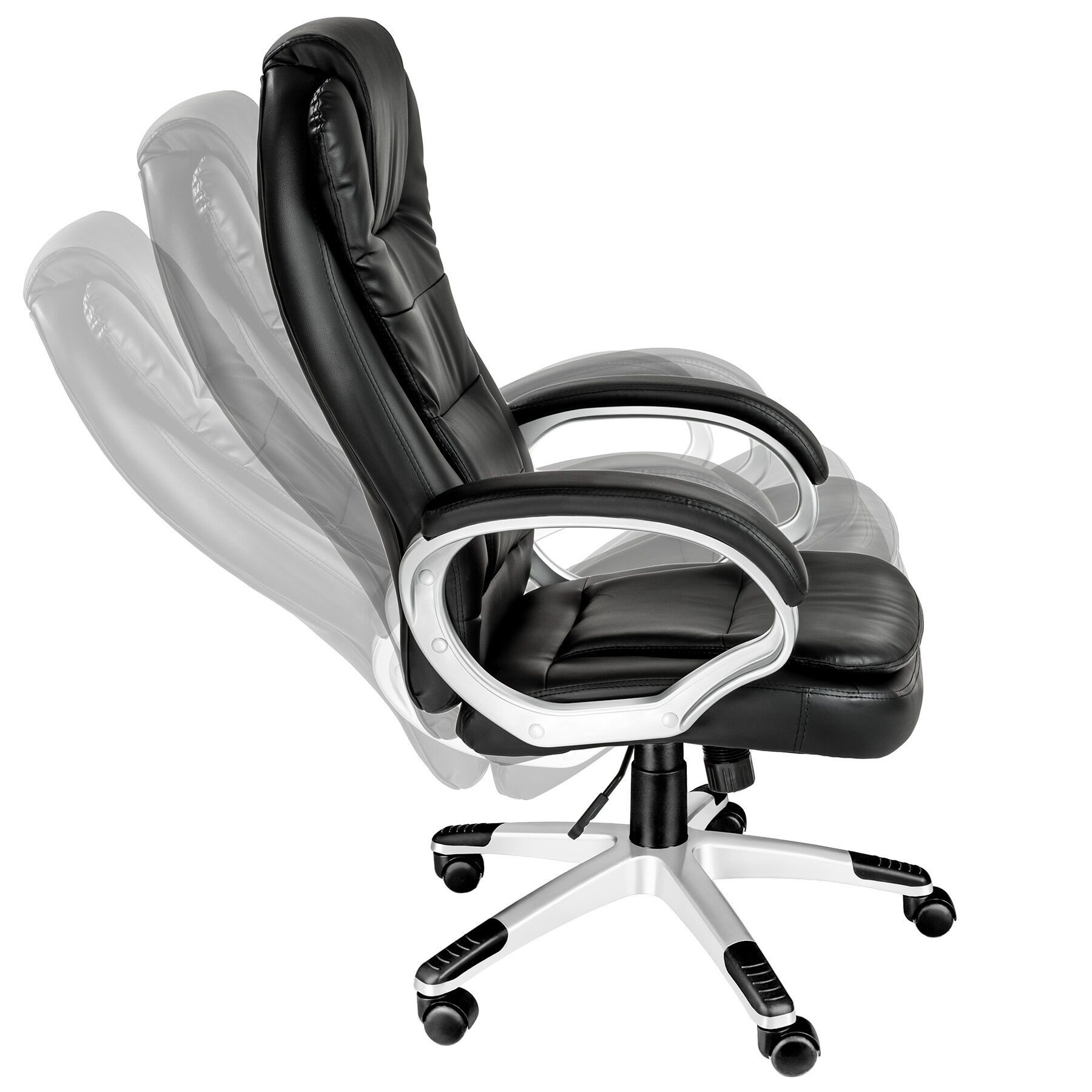 tectake Chefsessel Schreibtischstuhl mit extradicker Polsterung (buerostuhl ergonomisch Zulu, 1 St), verstärkte Nackenkopfstütze und Wippmechanik