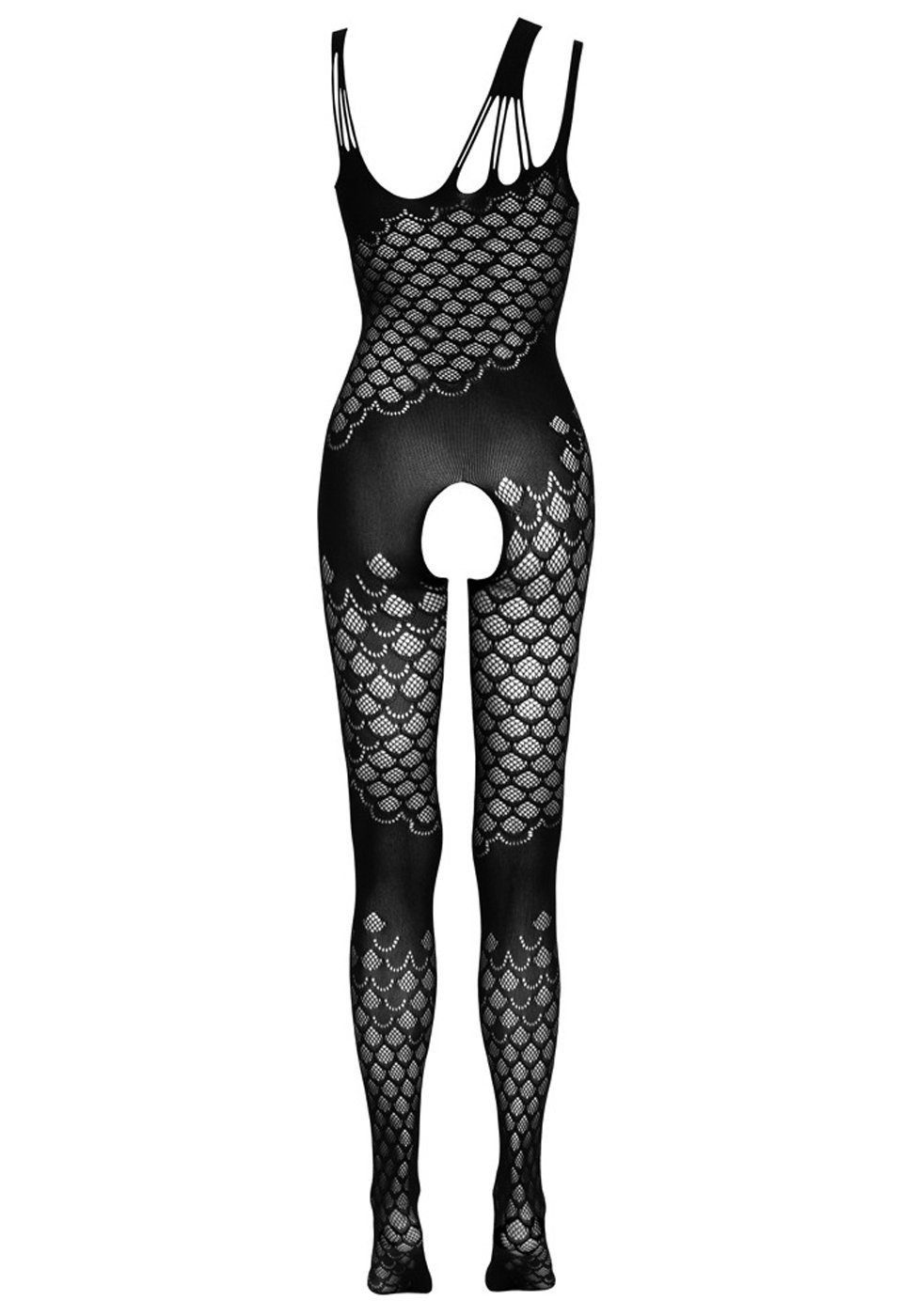 NO:XQSE Bodystocking-Ouvert Ouvert-Bodystocking - schwarz (1 St) aus elastischem Netz-Stoff