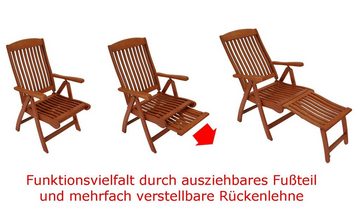 MERXX Gartensessel MARACAIBO (1-St), Funktions - Klappsessel mit ausziehbarem Fussteil, Rückenteil 5-fach verstellbar. Aus Eukalyptusholz