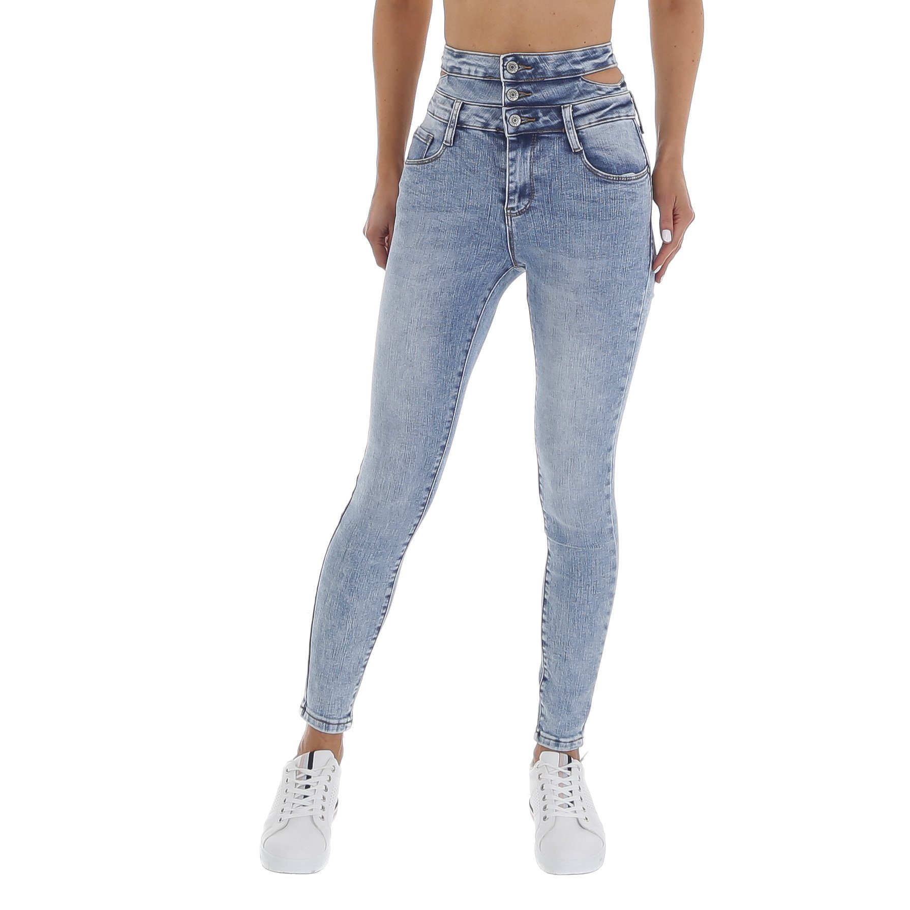 Ital-Design High-waist-Jeans »Damen Freizeit« Used-Look Stretch High Waist  Jeans in Hellblau online kaufen | OTTO