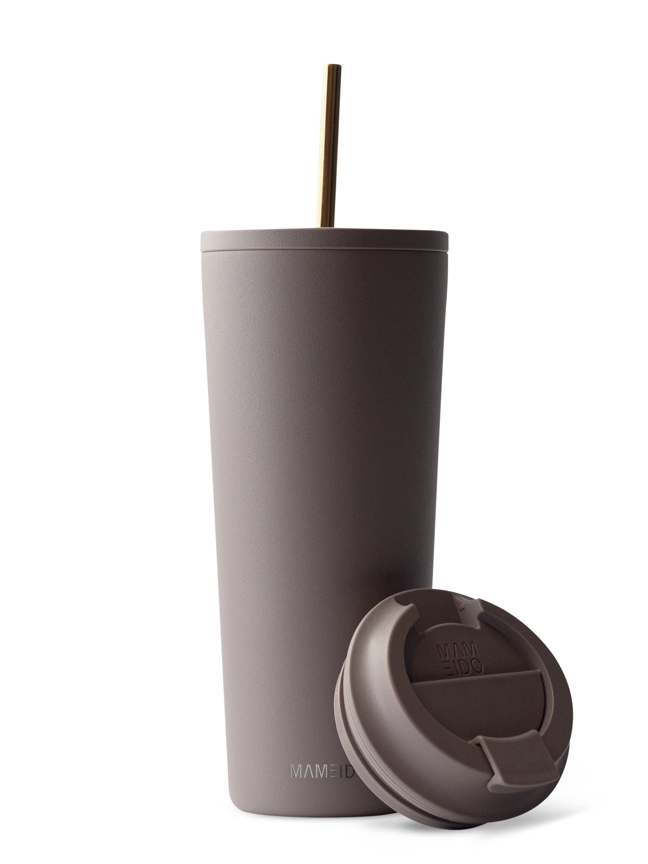 MAMEIDO Thermobecher, Edelstahl, Kunststoff, Silikon, doppelwandig isoliert, auslaufsicher in 350ml, 470ml, 700ml & 1200ml