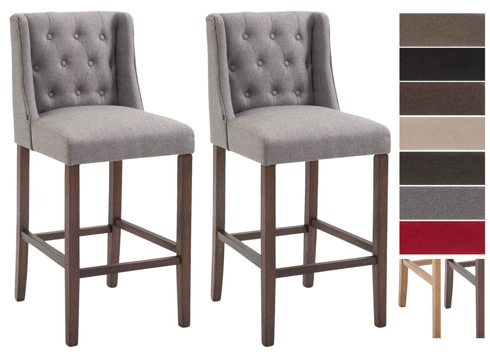 CLP Barhocker Cassandra Stoff (Set, 2er), mit gestepptem Bezug