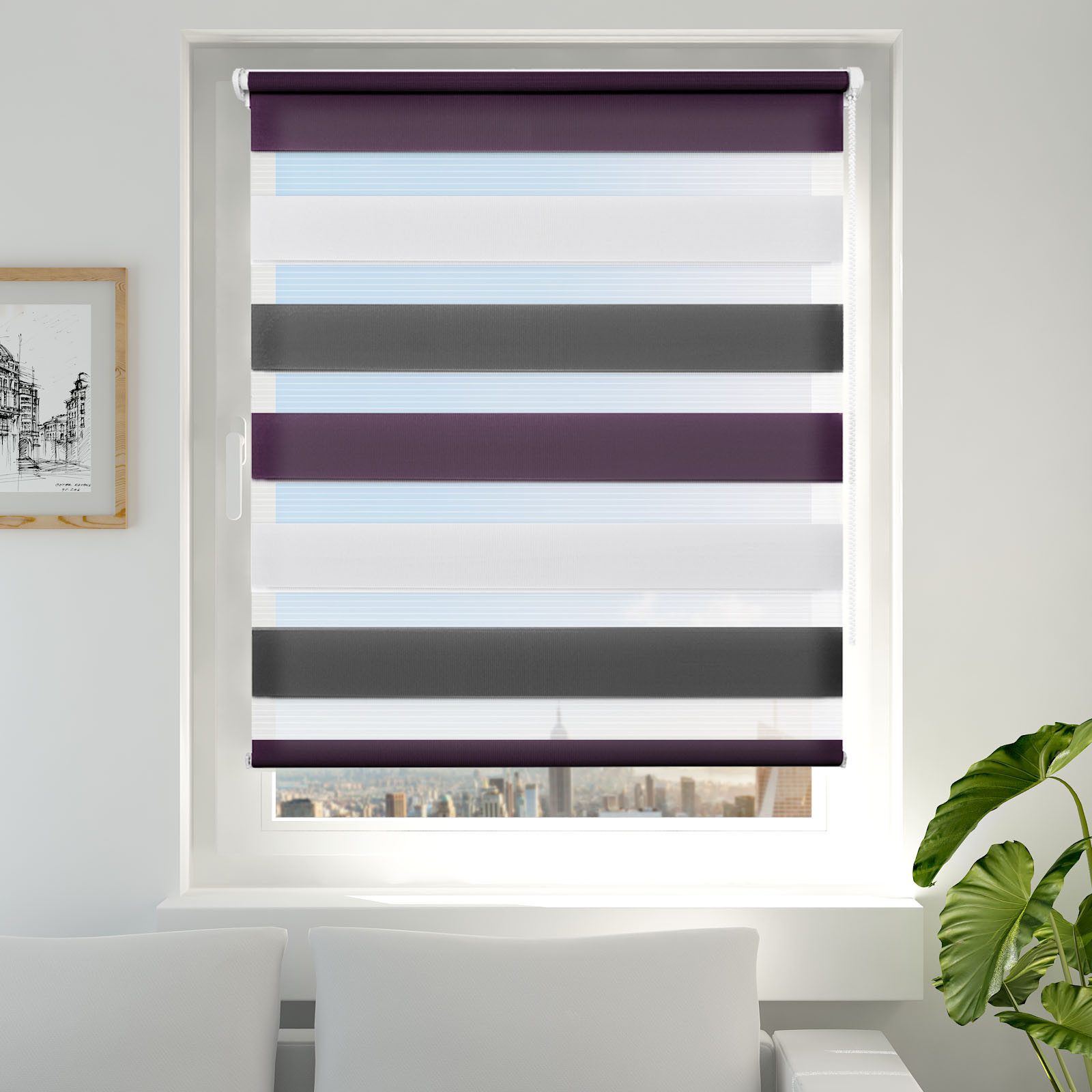 Doppelrollo Fensterrollos Ohne Bohren, Vkele, 130cm/160cm, klemmfix,klemmträger, Sonnenschutz, Lichtdurchlässig und Verdunkelnd.
