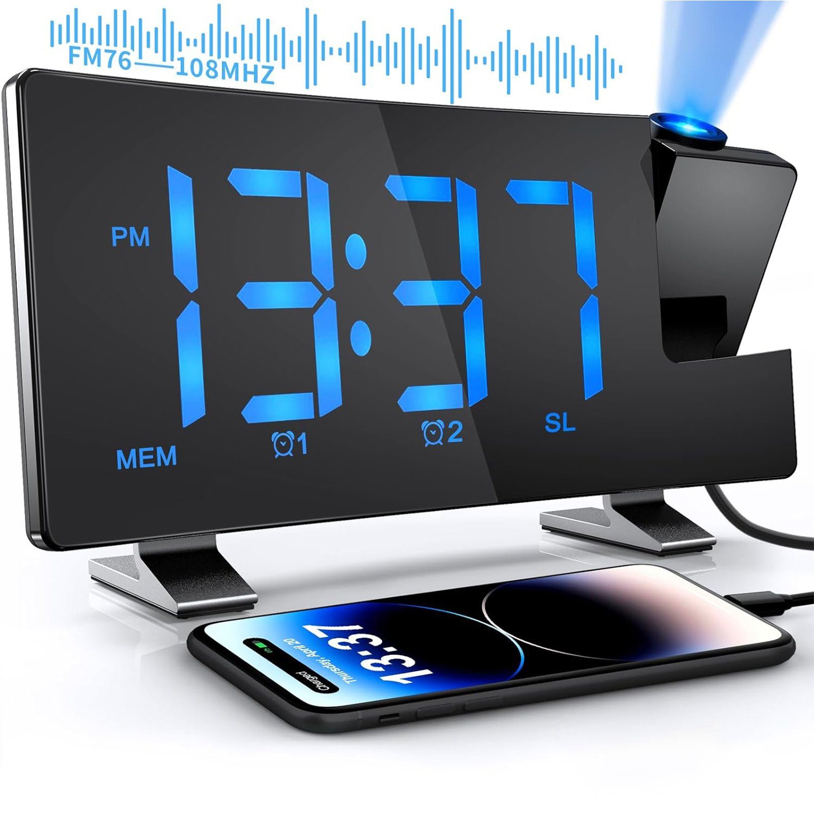 Projektionswecker Digital Wecker Radiowecker Projektion LED Alarm Radio
