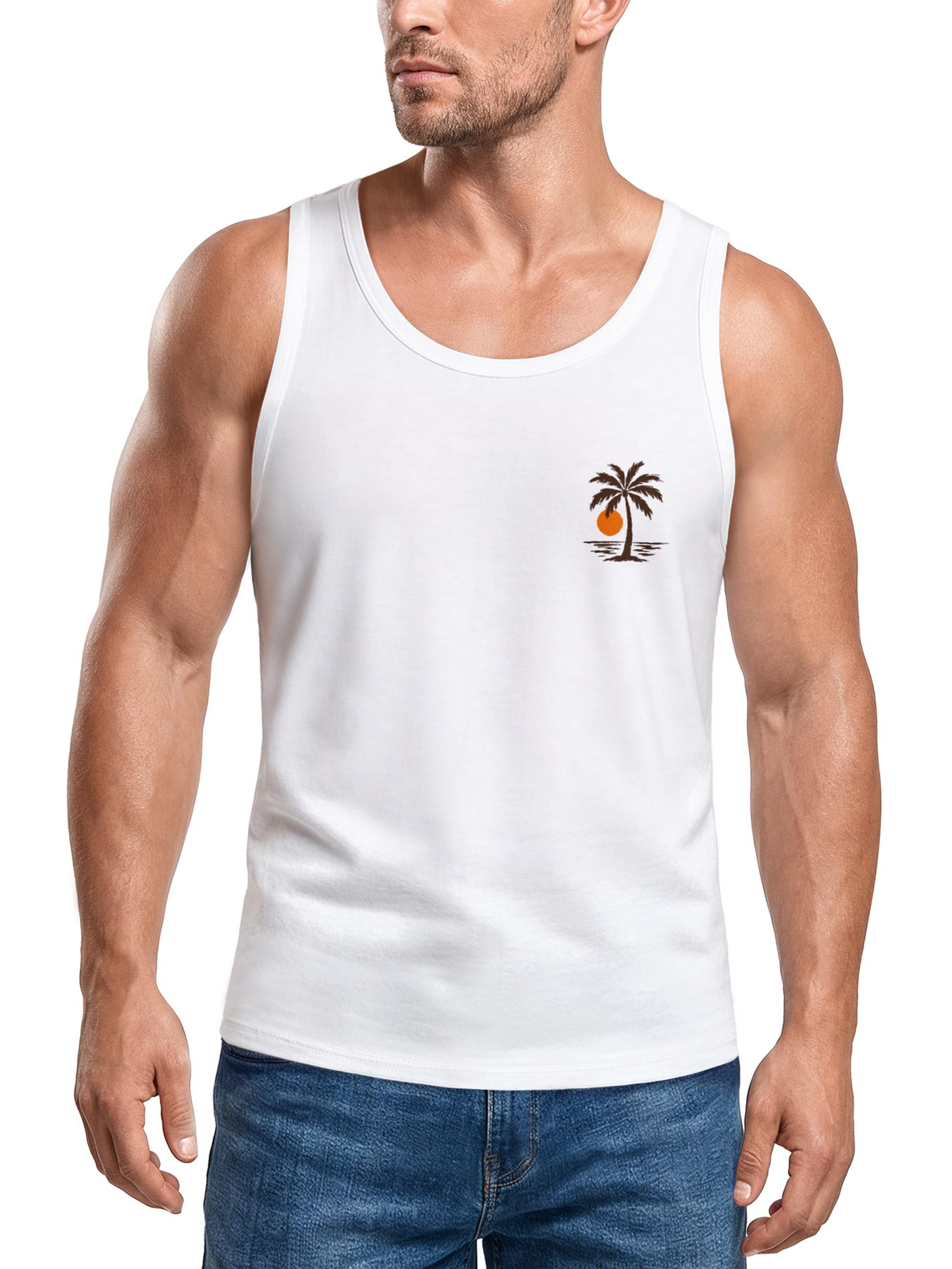 Neverless Tanktop Tanktop Herren mit Grafik-Print - Logo Design Beach - Trägershirt mit Print