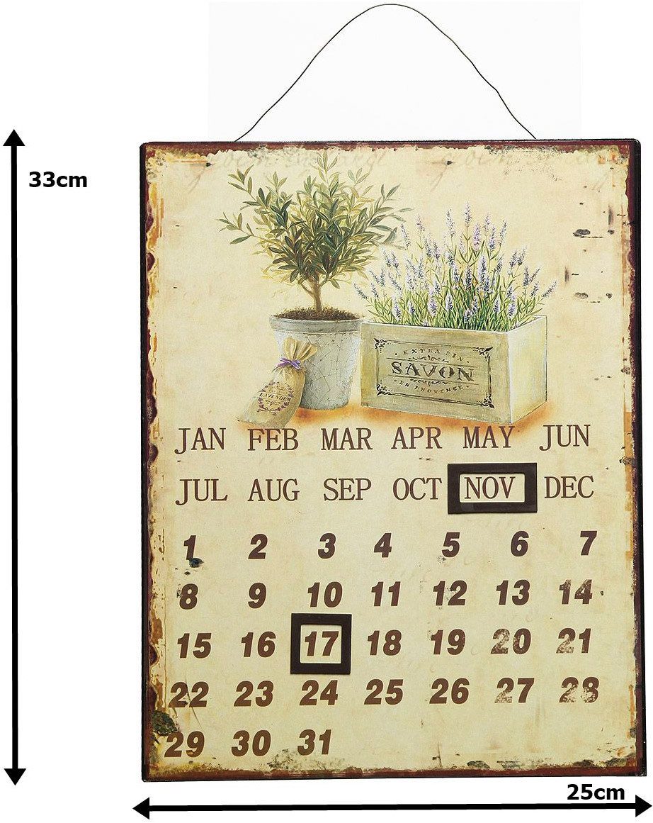 Ambiente Haus Bild Metallbild Kalender - Lavendel 25x33cm, Blumen (1 St), Jahreskalender mit verstellbaren Magneten – Bild 3 von 3