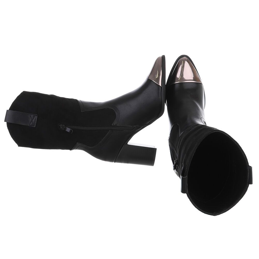 Ital-Design Eleganter Stiefel mit Blockabsatz und Metalliceinsatz Westernst günstig online kaufen