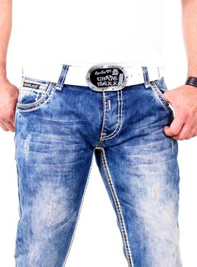 Reslad Slim-fit-Jeans Reslad Herren Jeans Dicke Kontrast Doppel-Naht Used Look Jeanshose Jeans-Hose mit Dicker Kontrastnaht