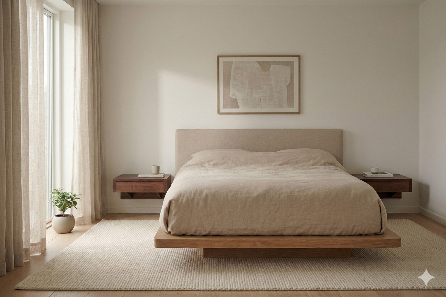 Woodek Design Nachttisch 2er-Set schwebender Nachttisch aus massivem Nussbaum – matt lackiert (H 18 x B 40 x T 30 cm, 2-St., hängende und moderne Nachttischkonsole), funktionales Wandregal mit Schublade