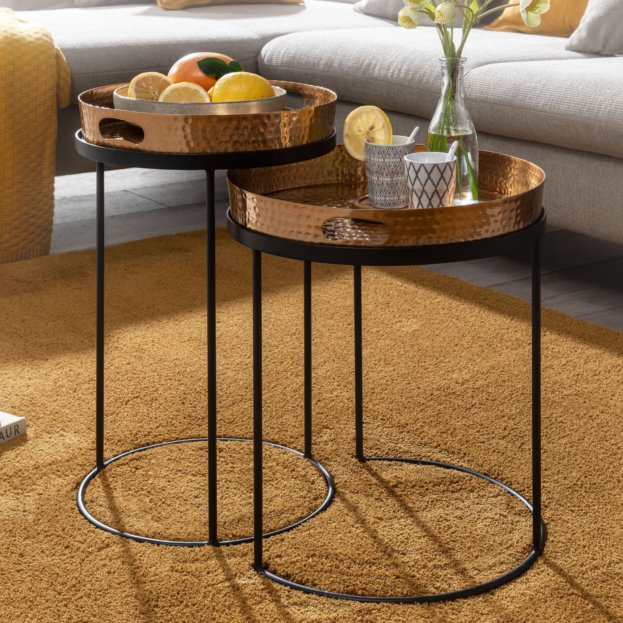 FINEBUY Beistelltisch FB30296 (2er Set Gold günstig online kaufen