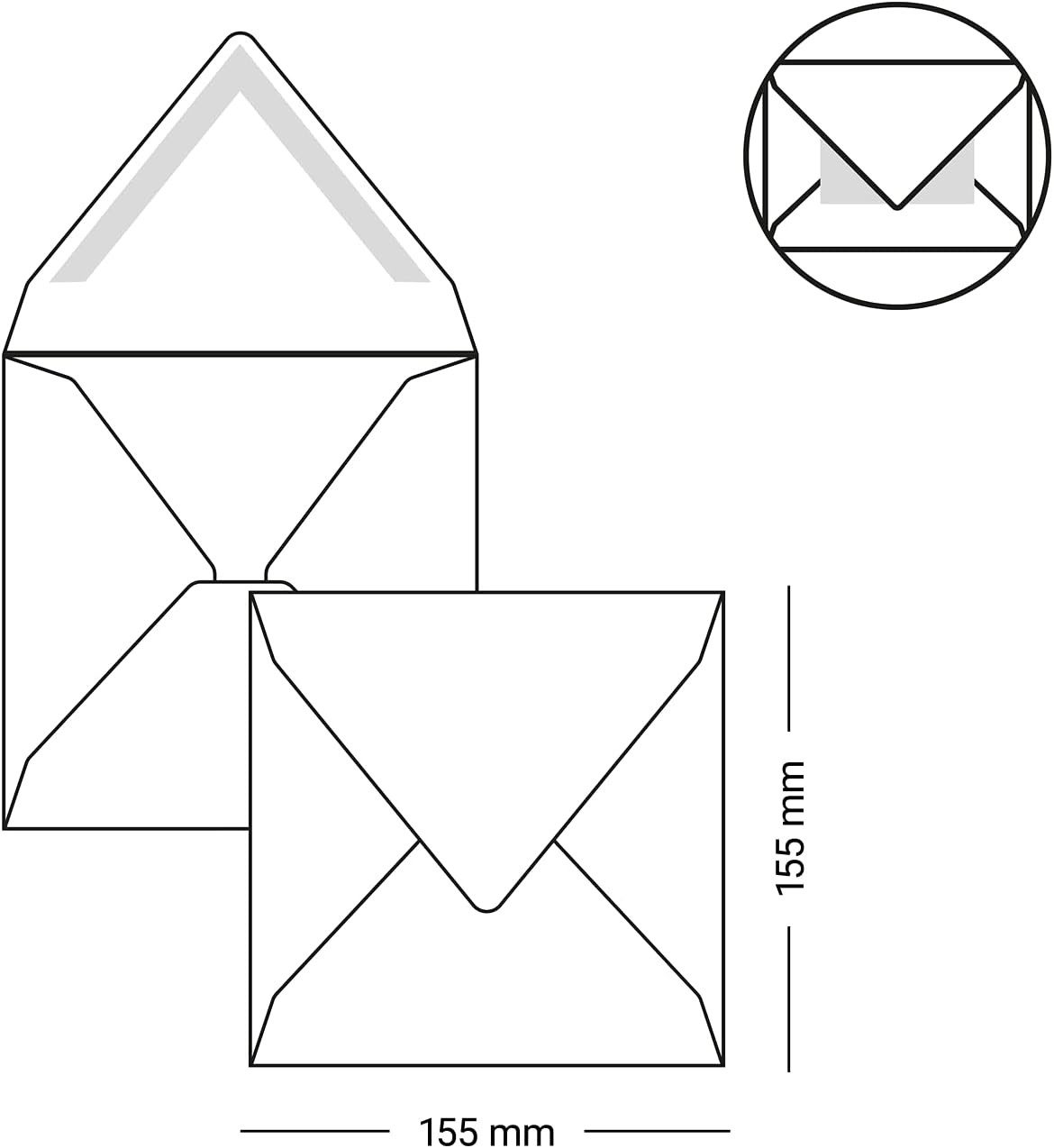 Briefumschläge24Plus Briefumschlag 25 St. 15,5 x 15,5 cm Briefumschläge Quadratisch Tannen Grün, 15,5 x 15,5 mm Briefumschläge Recyceltes Material