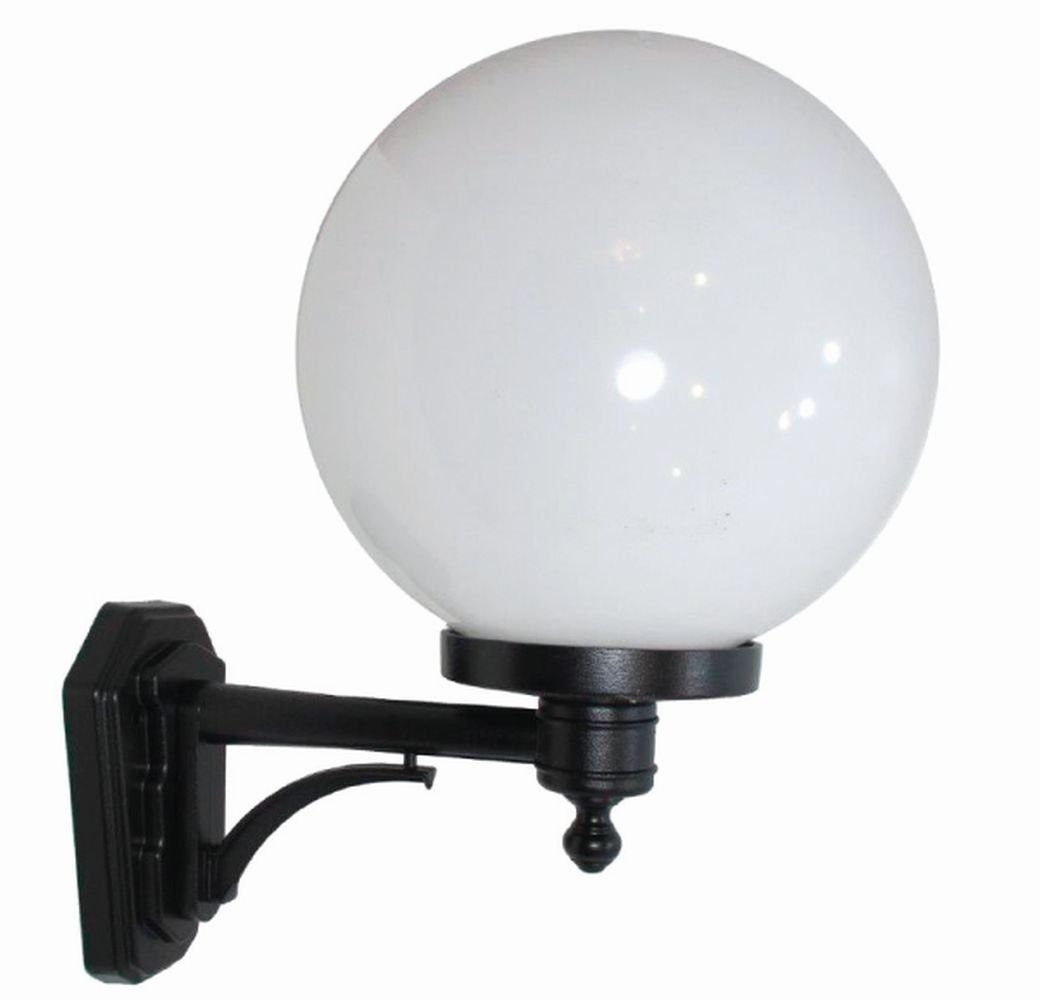 Licht-Erlebnisse Außen-Wandleuchte MELANTHA, ohne Leuchtmittel, Außenlampe IP43 Schwarz Weiß Kugel Schirm E27 Aluminium Rustikal
