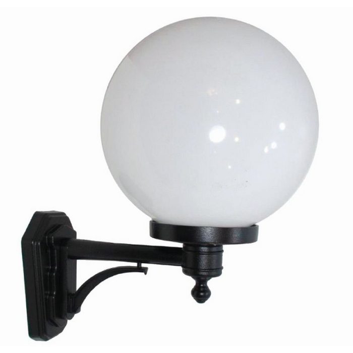 Licht-Erlebnisse Außen-Wandleuchte MELANTHA ohne Leuchtmittel Außenlampe IP43 Schwarz Weiß Kugel Schirm E27 Aluminium Rustikal