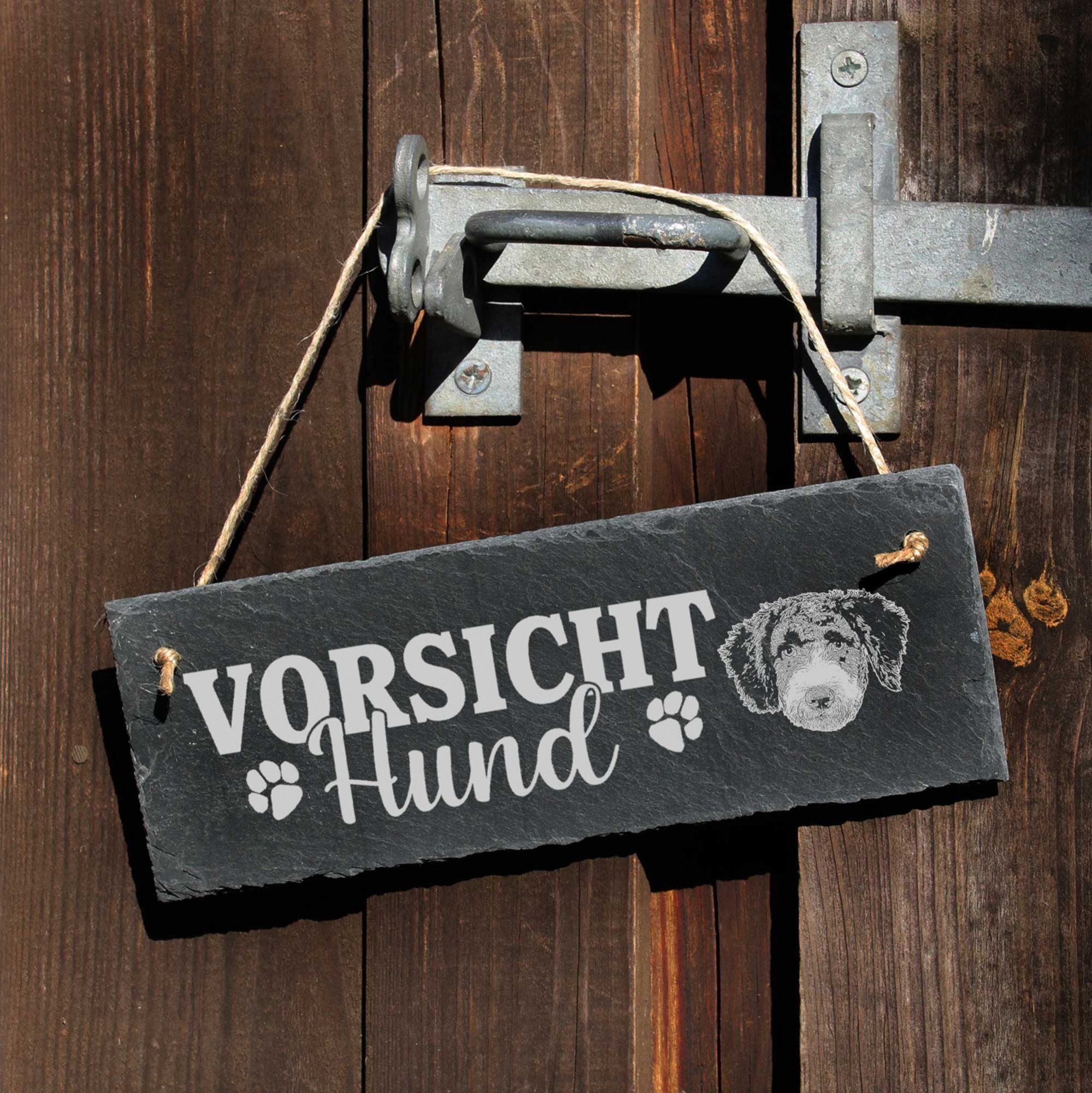 Vorsicht Wasserhund Spanischer Dekolando Schild Hund 22x8cm Hängedekoration