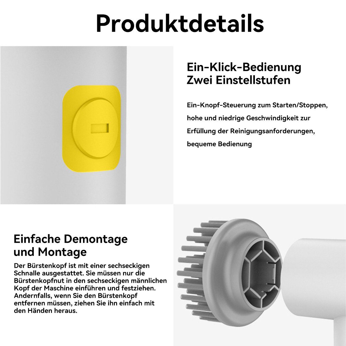 Elektrisches Reinigungsbürstenset, Reinigungsbürsten-Set 360° drehbar, Wasserdicht DOPWii