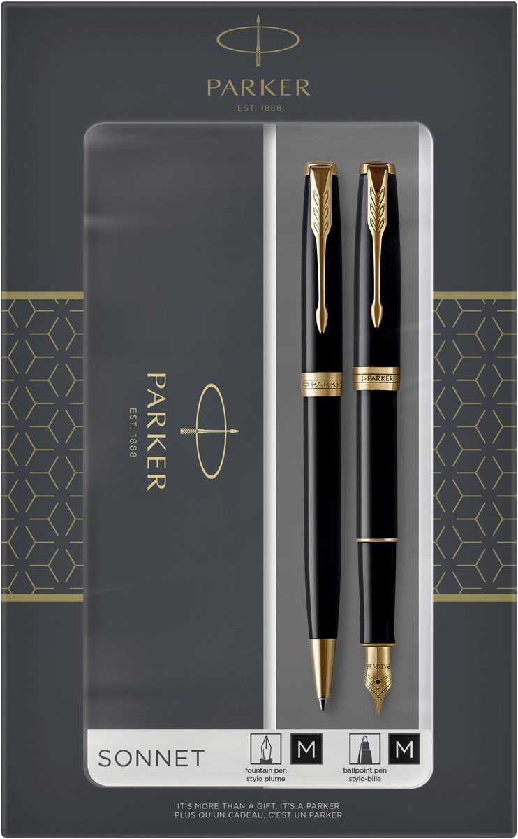 Parker Füllfederhalter Sonnet Duo Set: Kugelschreiber & Füllfeder (18 Karat Goldspitze), (Set, 2-tlg), 18 Karat Goldspitze