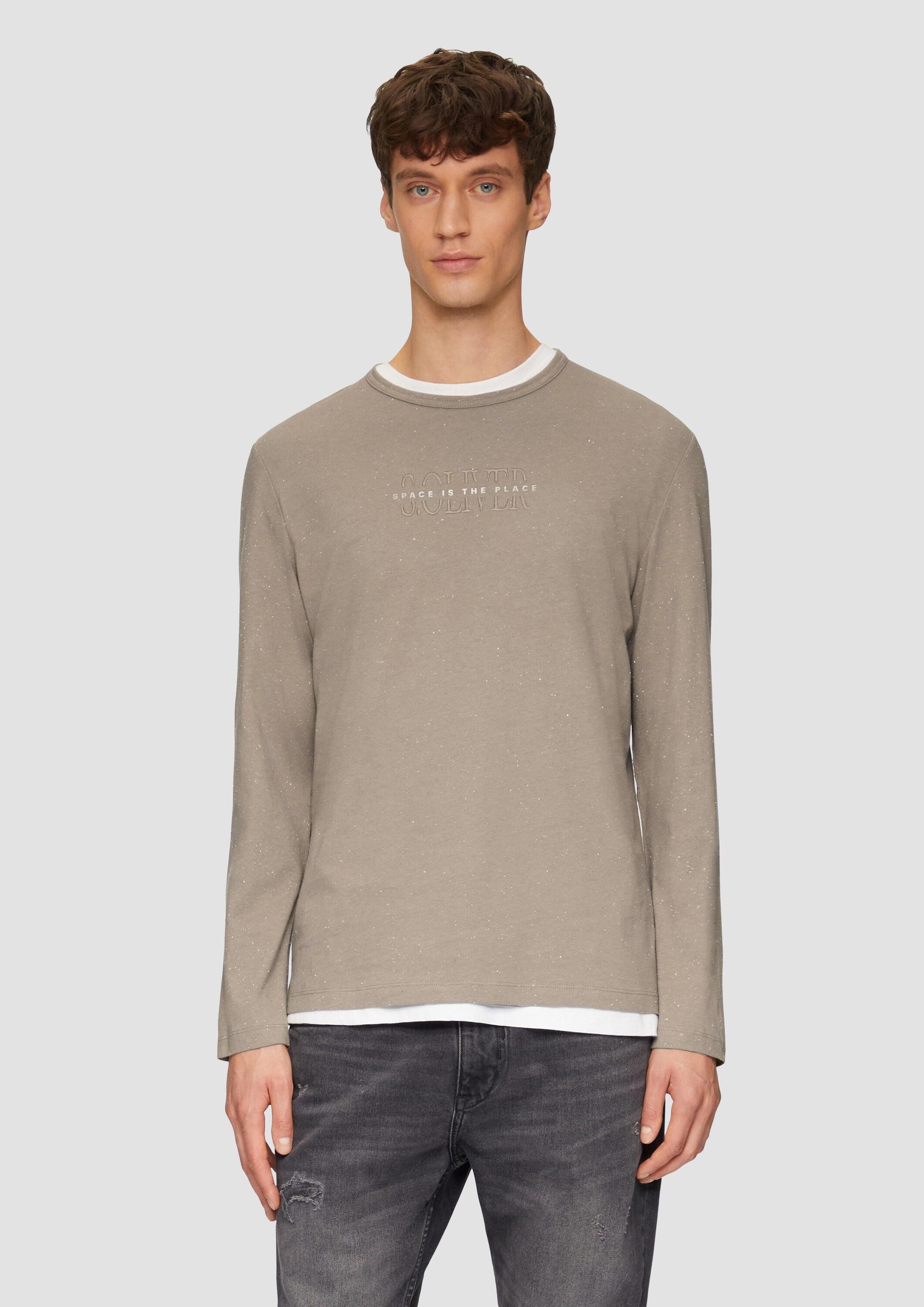 s.Oliver Langarmshirt T-Shirt Meliertes Longsleeve aus Jersey mit Logo-Prin günstig online kaufen