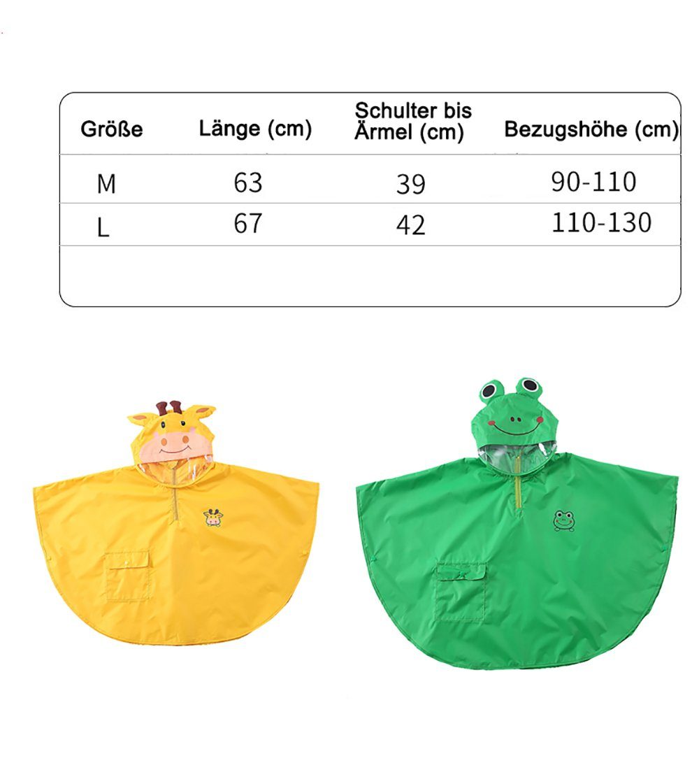GelldG Regenmantel Wasserdicht Kinder Impermeable winddicht Cape Grün(L) für Poncho Regenjacke