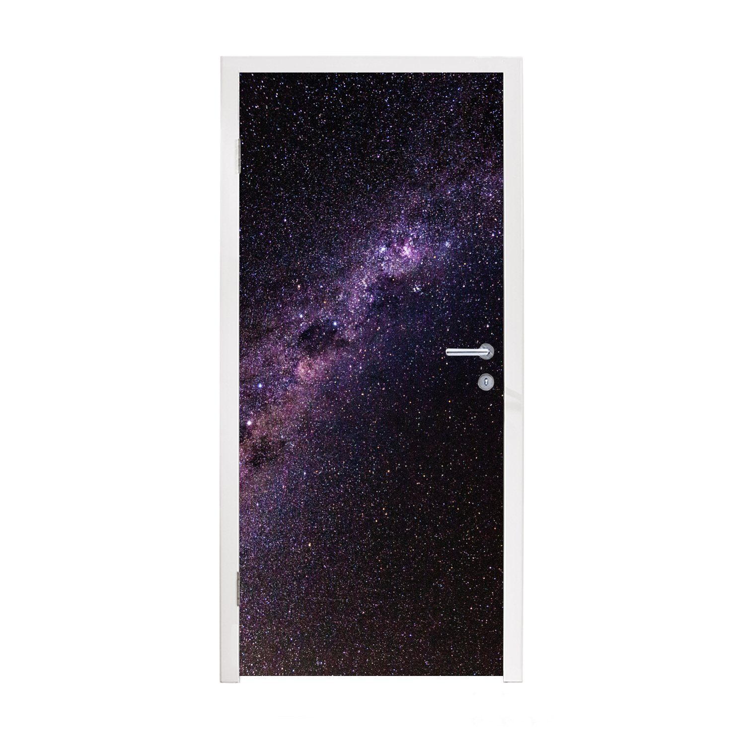 MuchoWow Türtapete Galaxie Fototapete St), bedruckt, cm für (1 Tür, Türaufkleber, der Matt, in 75x205 Nacht