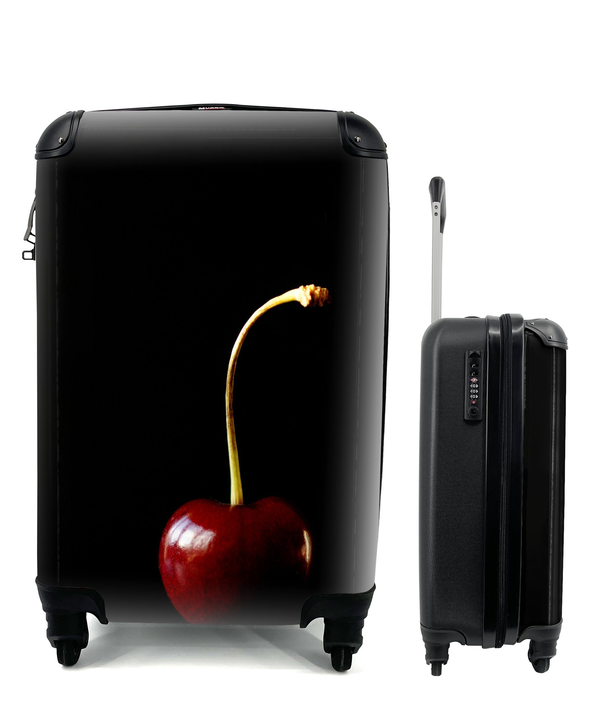 Handgepäckkoffer 4 Trolley, Schwarz, rollen, Reisetasche Handgepäck für MuchoWow Kirsche mit Ferien, Reisekoffer - Rollen,