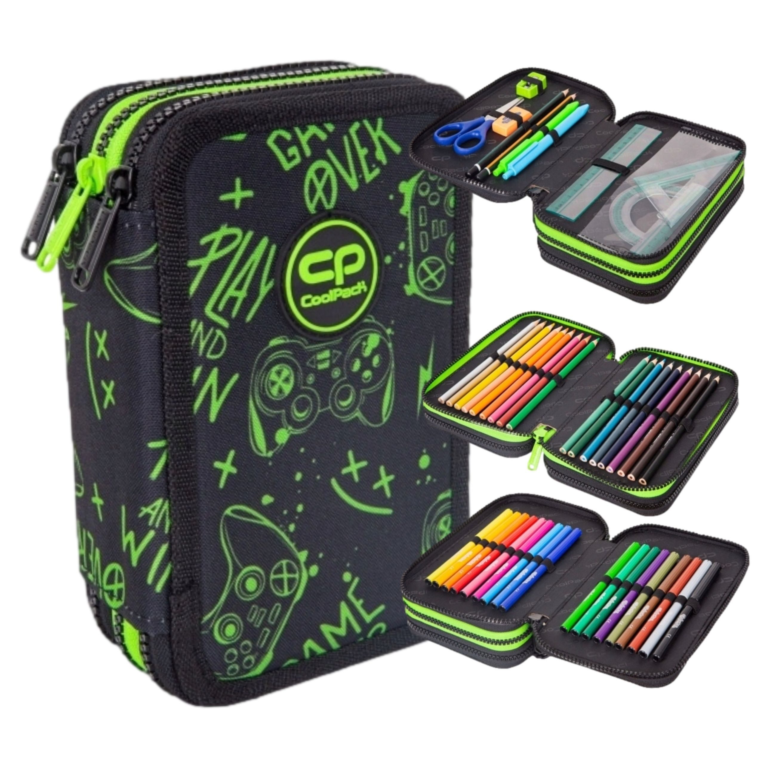 CoolPack Federmäppchen COOLPACK - JUMPER 3 - Dreifach-Federmäppchen mit Zubehör - GAME NIGHT