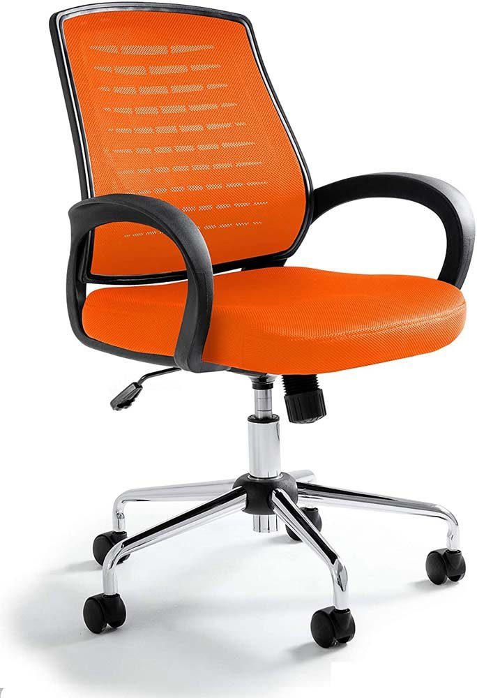 PROREGAL® Bürostuhl Bürodrehstuhl München HxBxT 90-103x62x54cm Mesh/Membran Schwarz Orange