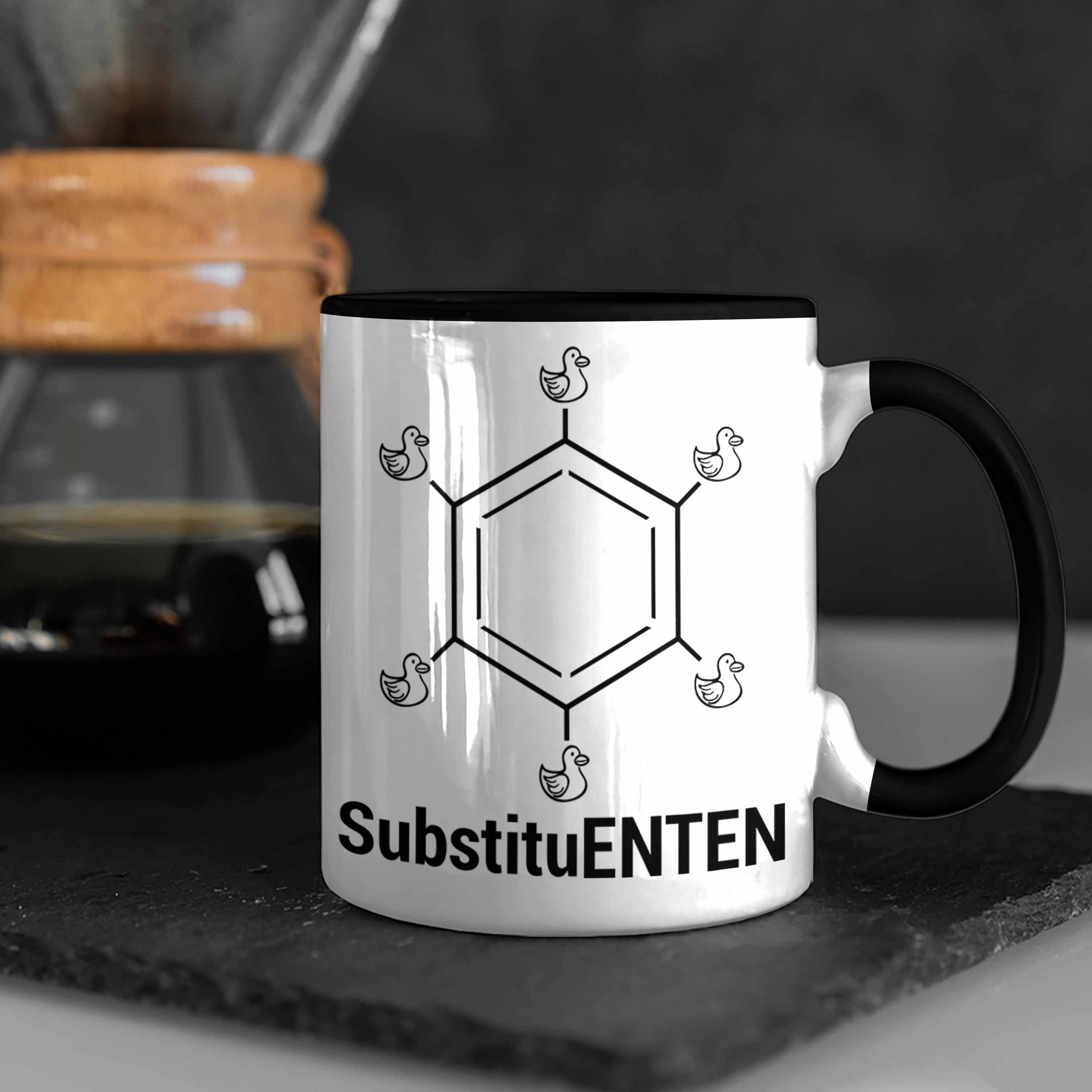 Witz Schwarz Chemie Chemie Kaffee Organische Chemiker Tasse SubstituENTEN Tasse Trendation Ente