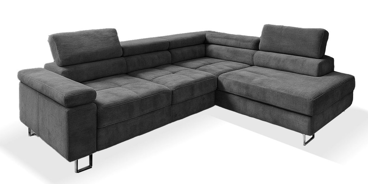 Goldstoff Ecksofa mit Schlaffunktion, Cord Couch günstig online kaufen