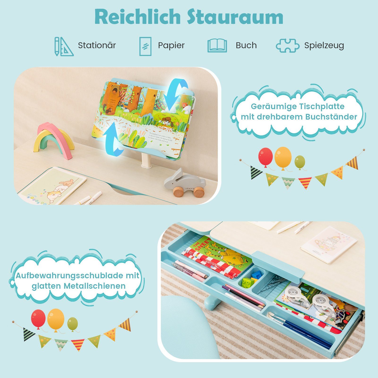 COSTWAY Sitzgruppe Kindermöbel Set, (1-tlg), Kinderschreibtisch günstig online kaufen
