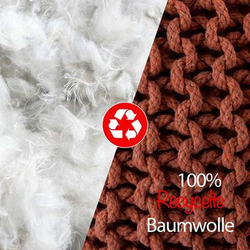 ELYFLAIR Pouf ELYFLAIR® Handgestrickter Pouf aus 100% recyceltem Material, Handgefertigt, 100% recycelte Baumwolle