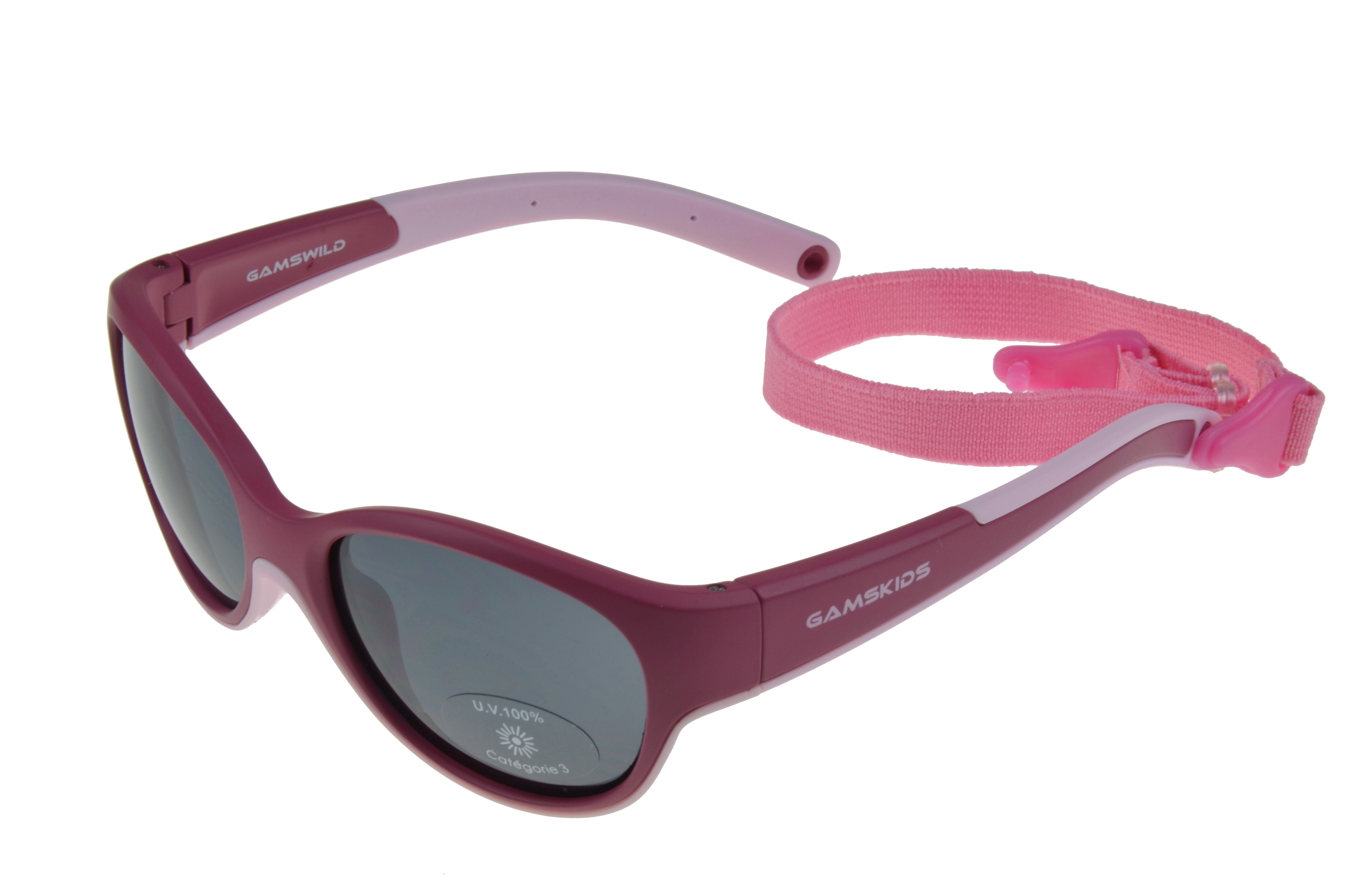 incl. rosa-pink mintgrün, WK7421 GAMSKIDS pink, Sonnenbrille Jungen Gamswild Jahre Unisex, kids rot-orange Kleinkindbrille 2-5 Brillenband Mädchen Kinderbrille