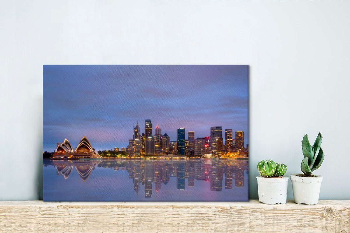 St), (1 Sydney Wanddeko, im cm von in Wandbild 30x20 Leinwandbild Wasser Leinwandbilder, Spiegelung Aufhängefertig, Australien, OneMillionCanvasses®