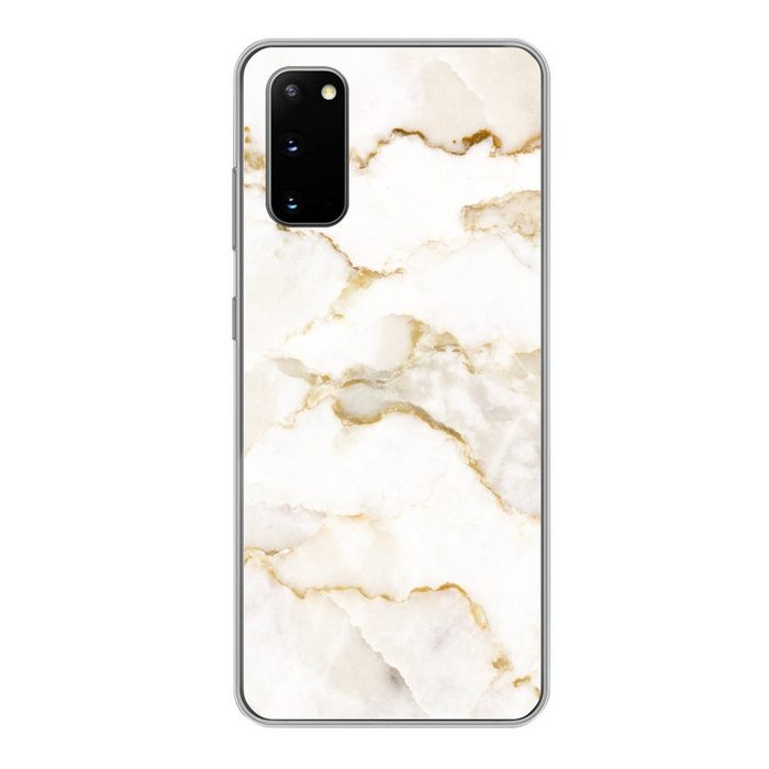 MuchoWow Handyhülle Marmor - Limette - Gold - Luxus - Marmoroptik - Weiß Phone Case Handyhülle Samsung Galaxy S20 Silikon Schutzhülle
