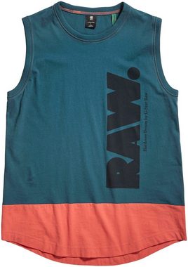 G-Star RAW T-Shirt T-Shirt Lash color block tank to mti Logo Grafikdruck vorne