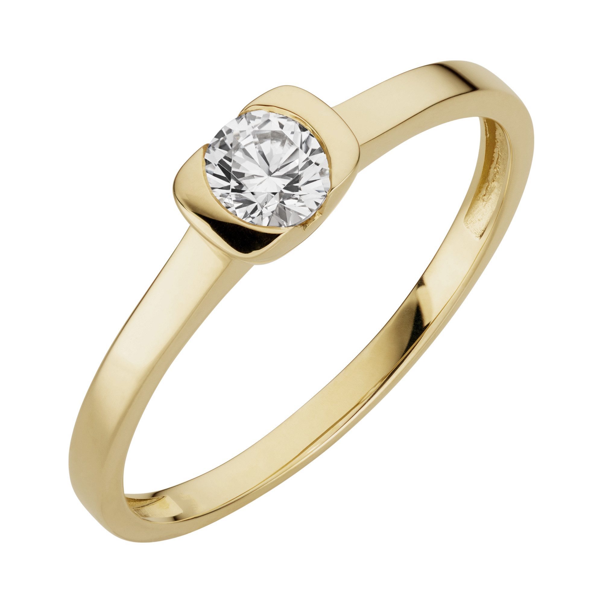 Fingerring 333/- Gelbgold glanz synth. Zirkonia