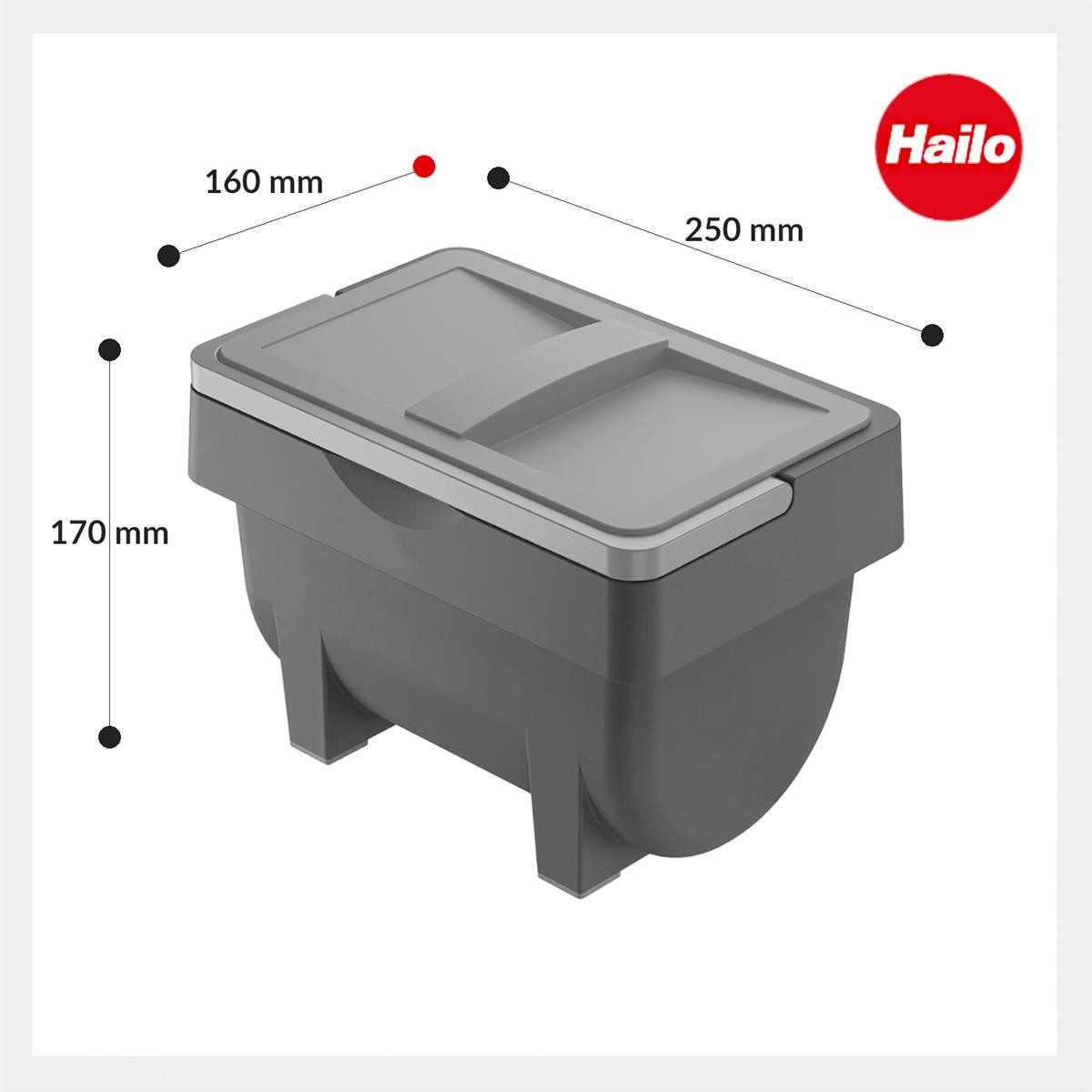 Hailo Mülleimer Hailo Kitty 2er Set je 4 L grau mit Deckel Henkel für Küche – Bild 3 von 5