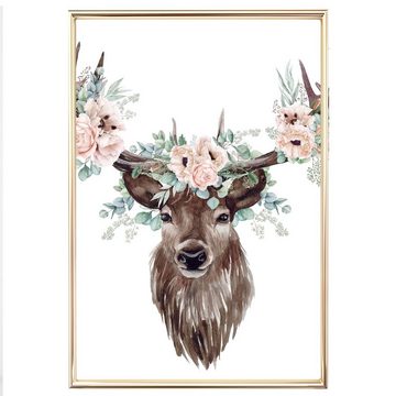 homestyle-accessoires Poster Bilder SET LOVE MAKES A HOUSE A HOME - HIRSCH DEER DIN A3/A4/A5, (10 St), Ohne Bilderrahmen