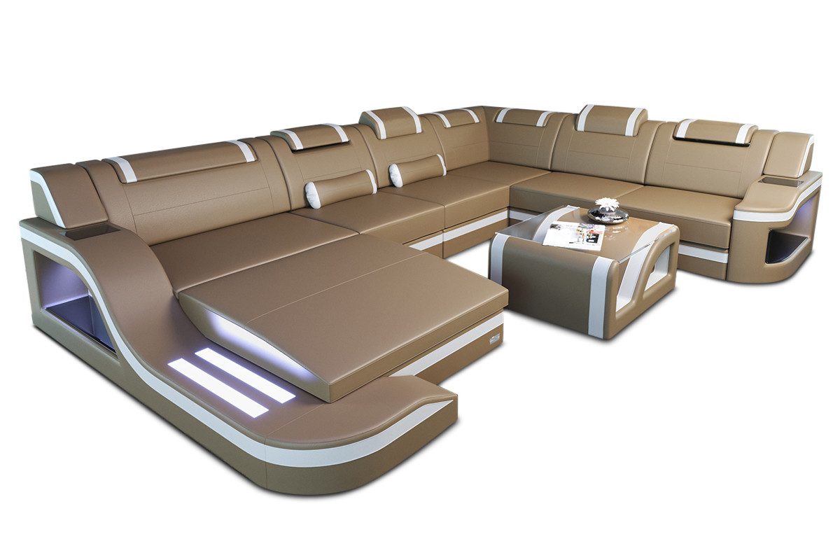 Sofa Dreams Wohnlandschaft XXL Ledersofa Palermo U Form Mini, Designersofa, günstig online kaufen