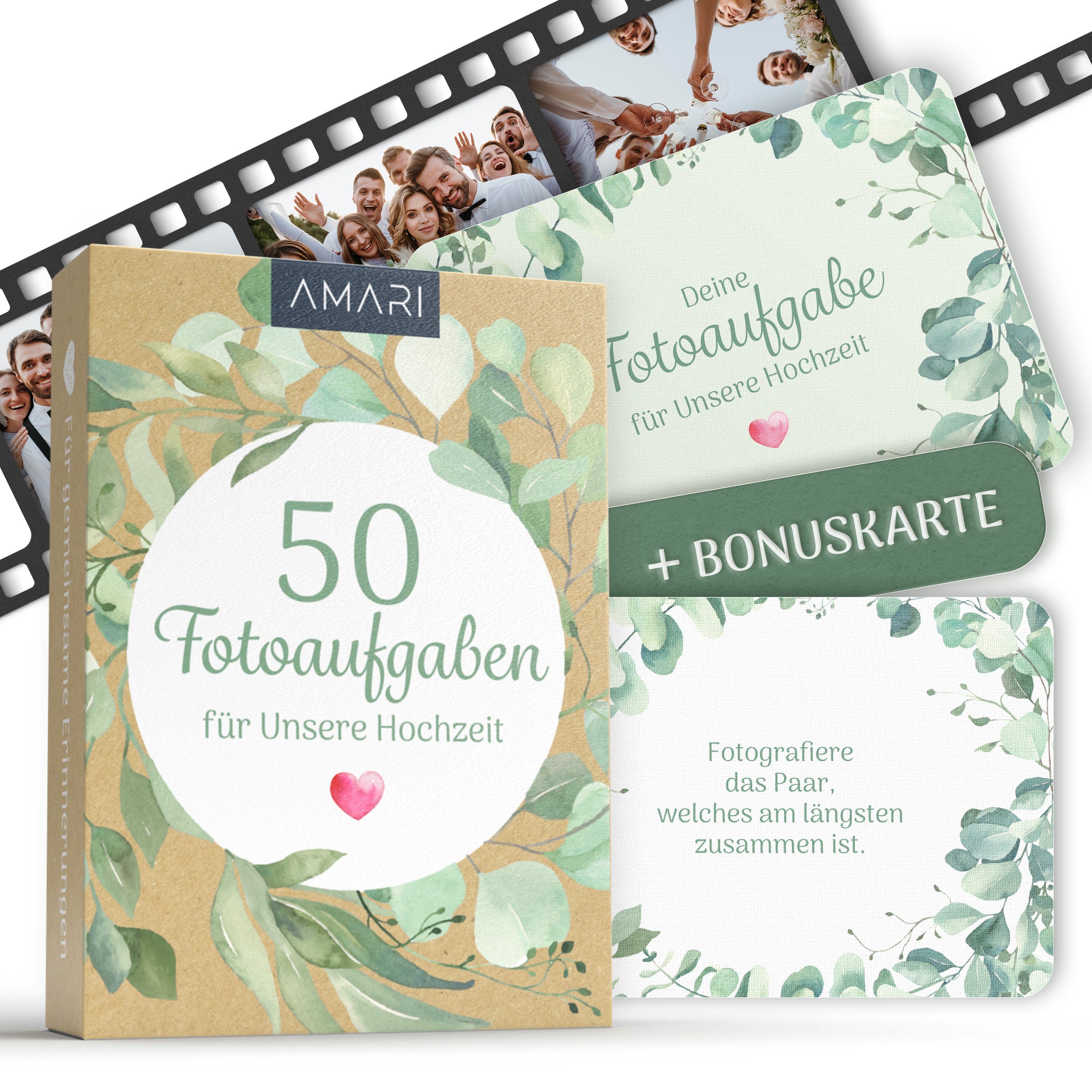 Hochzeitskarte AMARI ® Fotospiel Hochzeit - Kreative Fotoaufgaben für Hochzeitsgäste