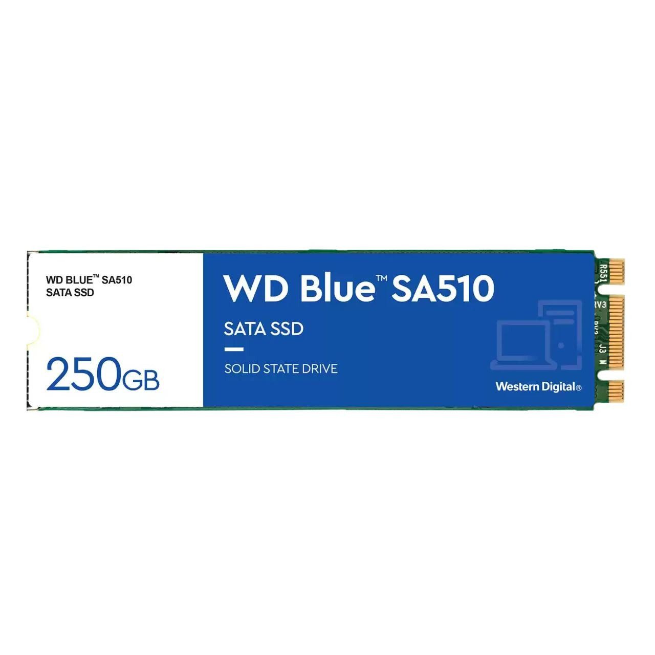 Western Digital SanDisk WD Blue SA510 250GB M.2 2280 SSD interne SSD (250 GB) M.2" 560 MB/S Lesegeschwindigkeit, 440 MB/S Schreibgeschwindigkeit, 3D TLC NAND, SATA 6 Gb/s, M.2 2280, SSD Dashboard