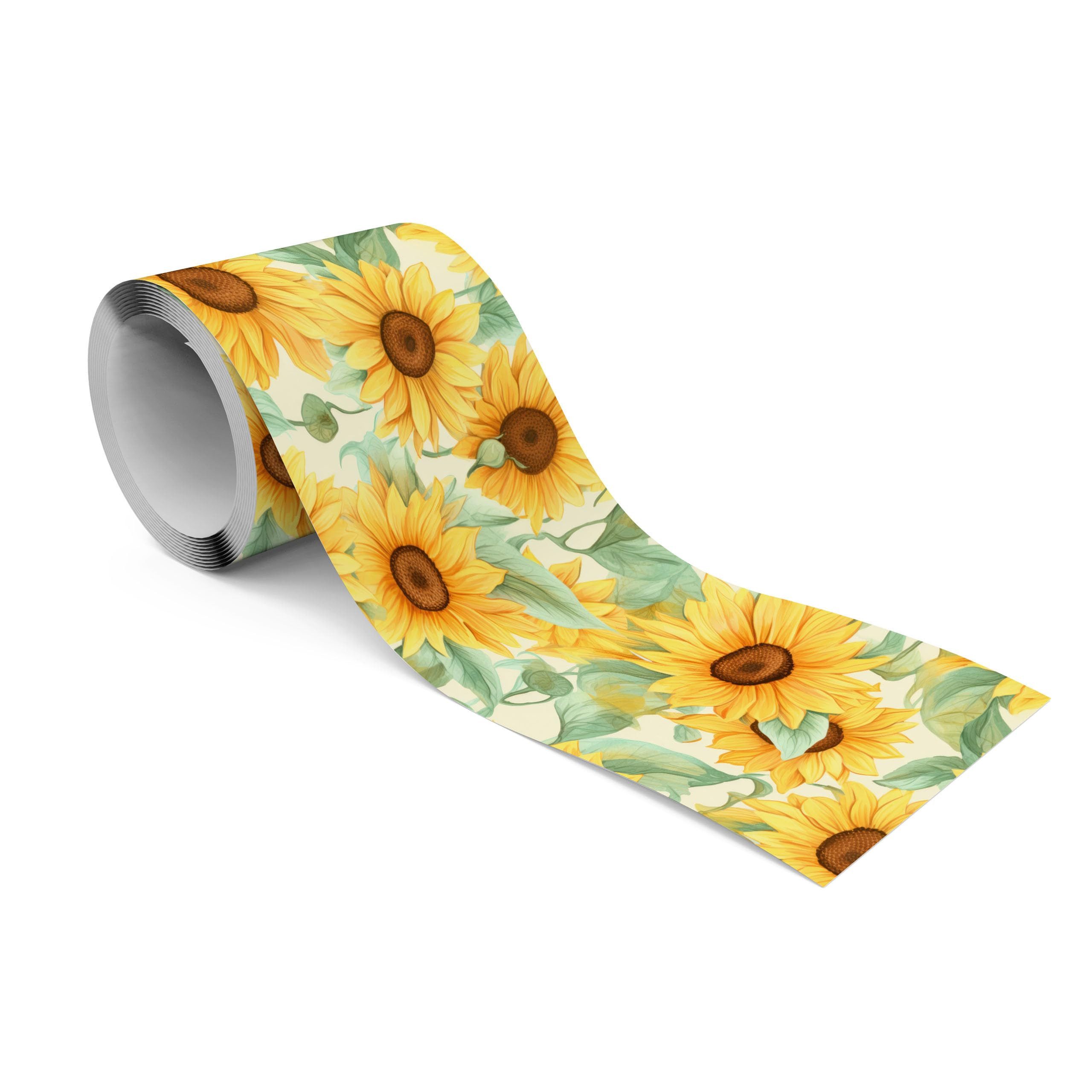 Muralo Bordüre Wandbordüre selbstklebend Blumen – Tapetenbordüre Wohnzimmer, floral, Sonnenblumen im Vintage-Stil, 10 x 300 cm, abriebfest, abwischbar