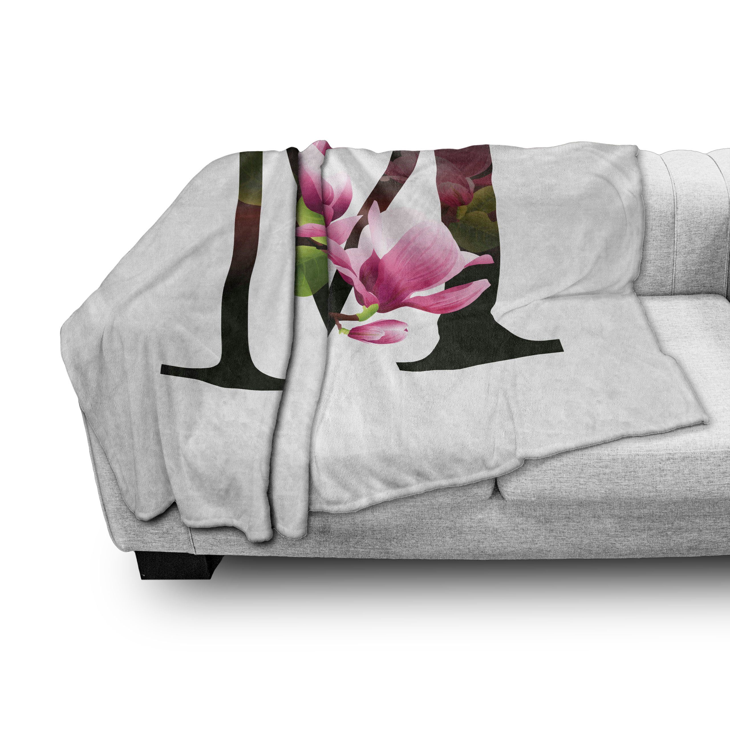 Magnolia Innen- M Wohndecke Plüsch Buchstabe Blumen Abakuhaus, für Gemütlicher mit M Außenbereich, und den