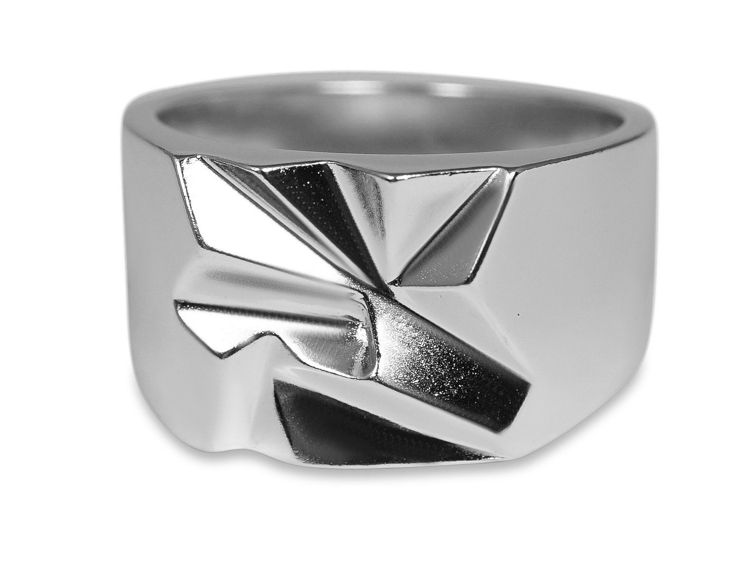 Herren Schmuck Sprezzi Fashion Siegelring Massiver Herren Silber Ring Moderner Fingerring Siegelring aus massivem 925er Sterling