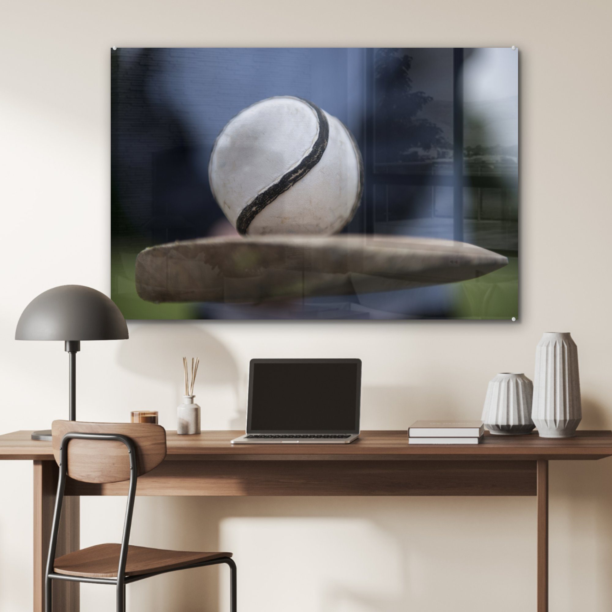 Acrylglasbild der MuchoWow Hurling, (1 Sliotars & Wohnzimmer Schlafzimmer Nahaufnahme St), aus eines Acrylglasbilder Sportart