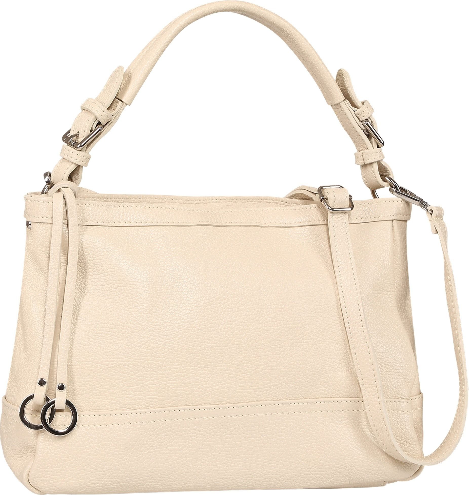 Toscanto Schultertasche Toscanto Damen Schultertasche Leder (Schultertasche), Damen Leder Schultertasche, beige ca. 38cm